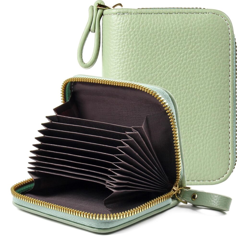 9529 Credit Card Holder RFID Card Case Wallet, Small Accordion Zipper Card